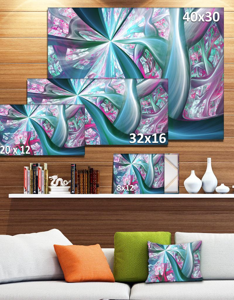 DesignQ Blue Pink Fractal Plant Stems - Extra Large Canvas Art Print