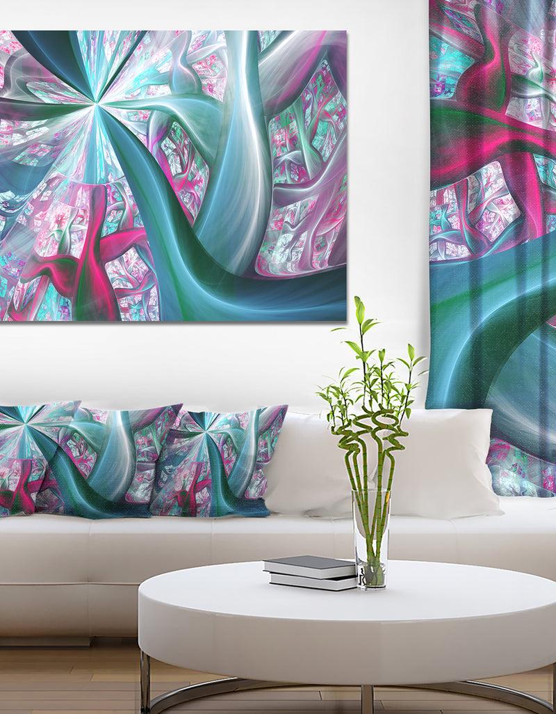 DesignQ Blue Pink Fractal Plant Stems - Extra Large Canvas Art Print