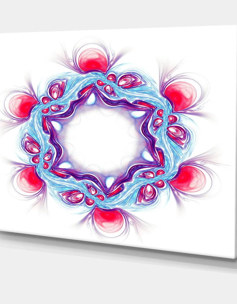 DesignQ Blue Red Fractal Flower On White - Extra Large Floral Canvas Art Print