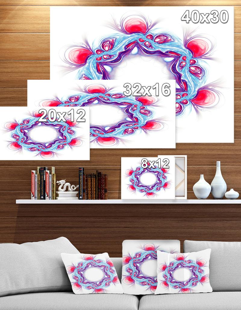 DesignQ Blue Red Fractal Flower On White - Extra Large Floral Canvas Art Print