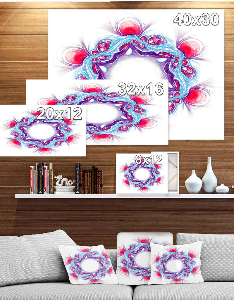 DesignQ Blue Red Fractal Flower On White - Extra Large Floral Canvas Art Print