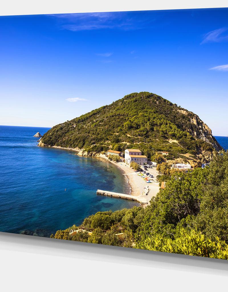 DesignQ Blue Seashore At Elba Island - Extra Large Seashore Canvas Art