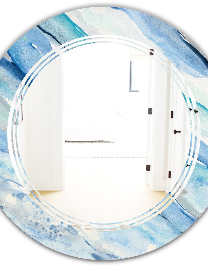 DesignQ Blue Silver Spring I - Modern Round Or Oval Wall Mirror - Triple C