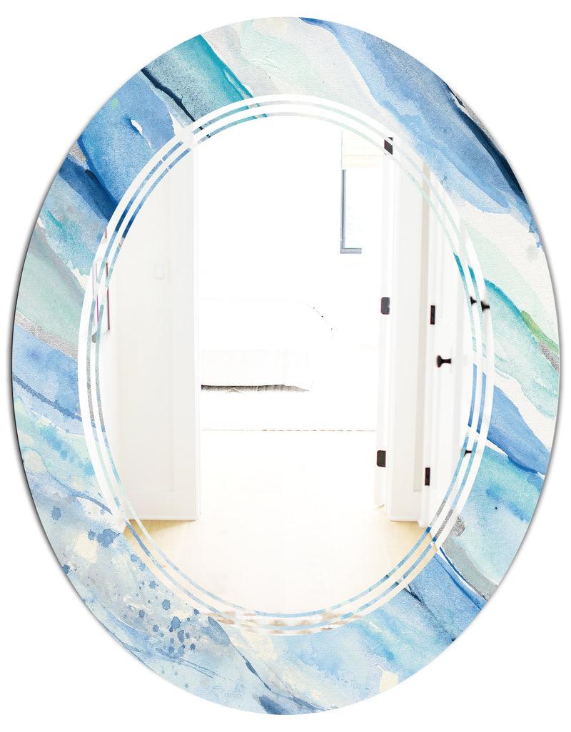 DesignQ Blue Silver Spring I - Modern Round Or Oval Wall Mirror - Triple C