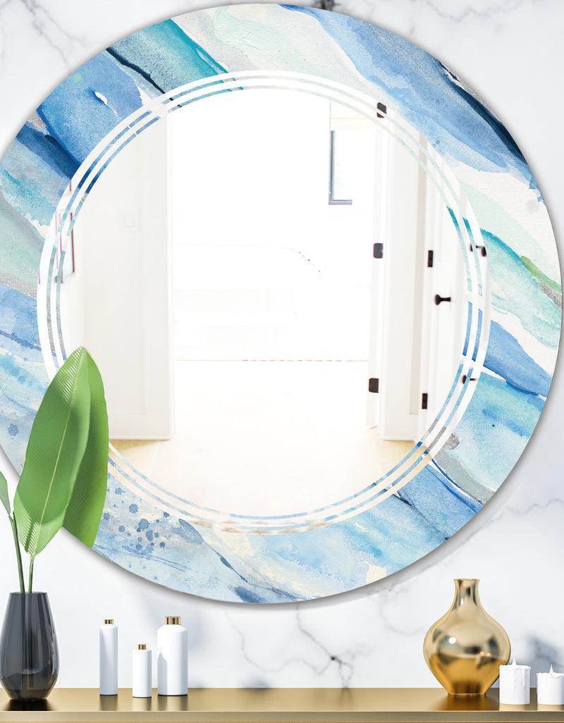 DesignQ Blue Silver Spring I - Modern Round or Oval Wall Mirror - Triple C