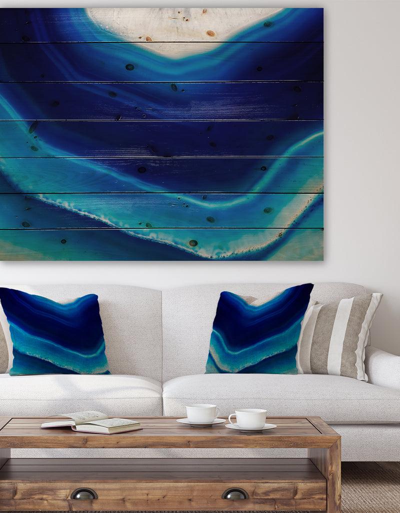 DesignQ Blue Slice agate crystal - Stone Photographic Print on Natural Pine Wood
