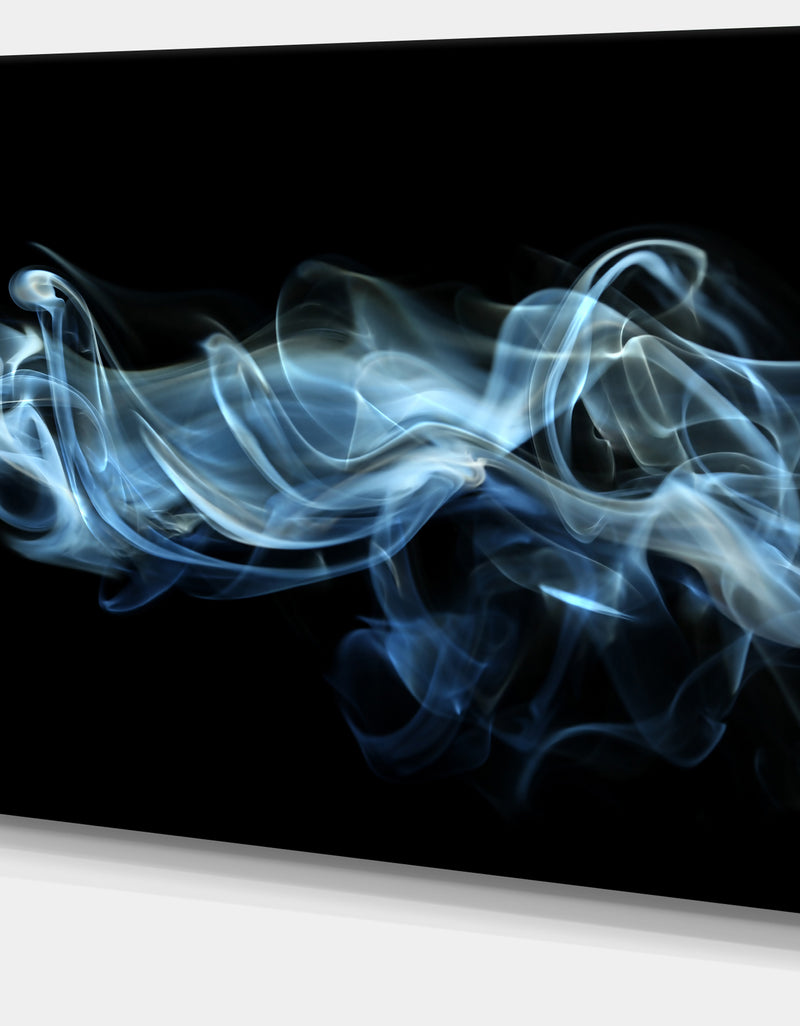 DesignQ Blue Smoke In Black - Abstract Digital Art Canvas Print