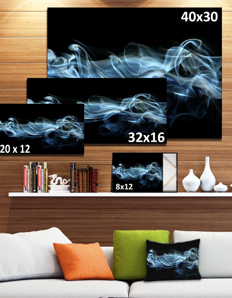 DesignQ Blue Smoke In Black - Abstract Digital Art Canvas Print