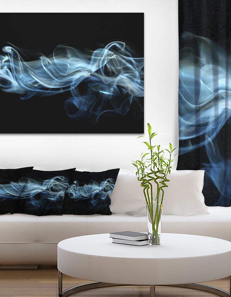 DesignQ Blue Smoke in Black - Abstract Digital Art Canvas Print