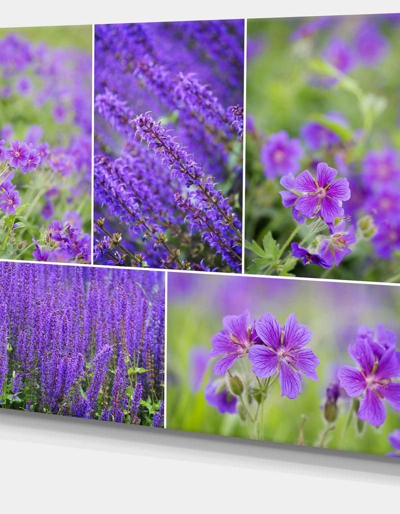 DesignQ Blue Spring Flowers Collage - Modern Floral Large Canvas Art