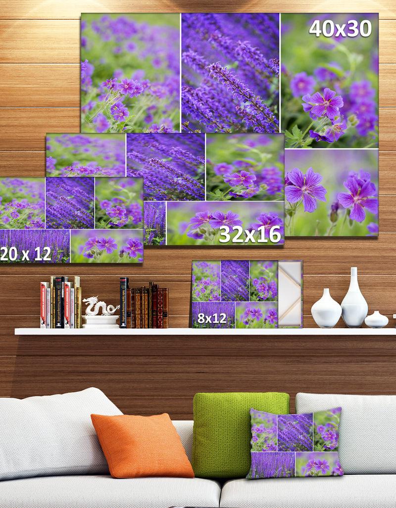 DesignQ Blue Spring Flowers Collage - Modern Floral Large Canvas Art