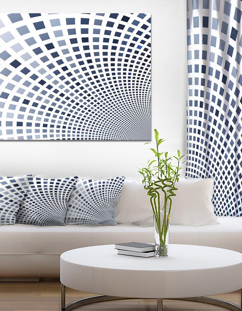 DesignQ Blue Square Pixel Mosaic Illustration - Abstract Wall Art Canvas