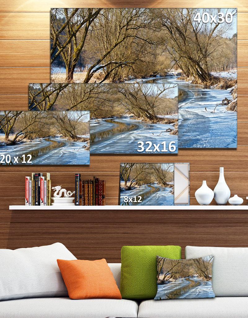 DesignQ Blue Sunny Day In Winter Landscape - Landscape Artwork Canvas