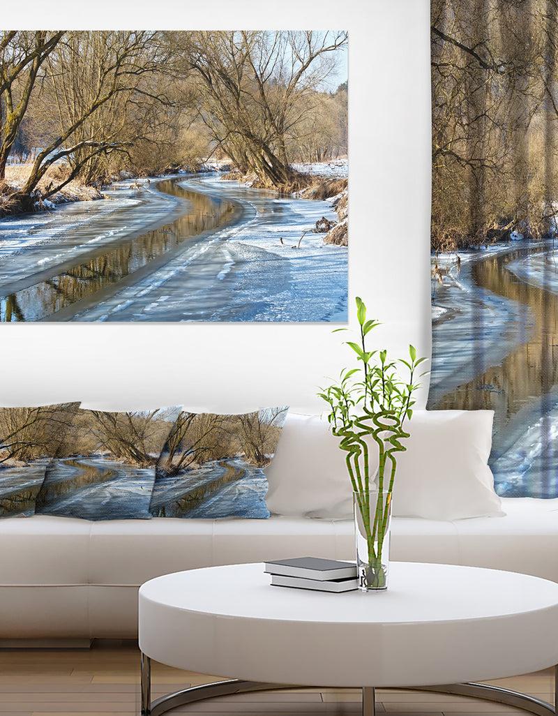 DesignQ Blue Sunny Day In Winter Landscape - Landscape Artwork Canvas