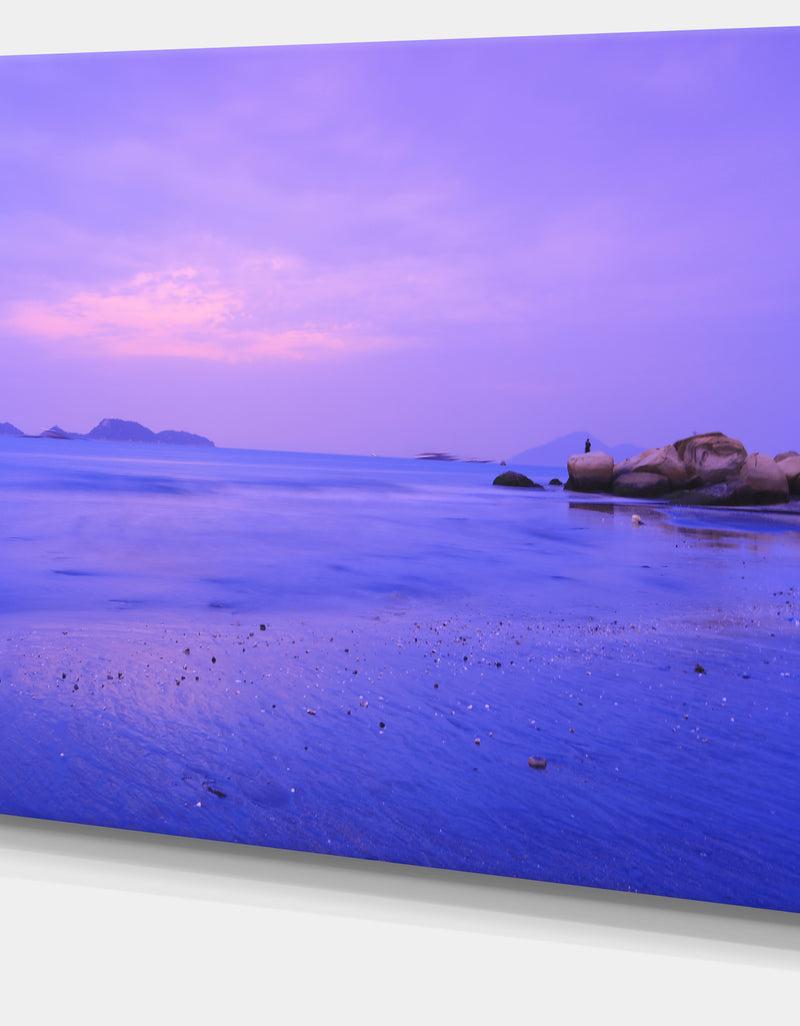 DesignQ Blue Sunset At Lung Kwu Tan Coastline - Landscape Artwork Canvas