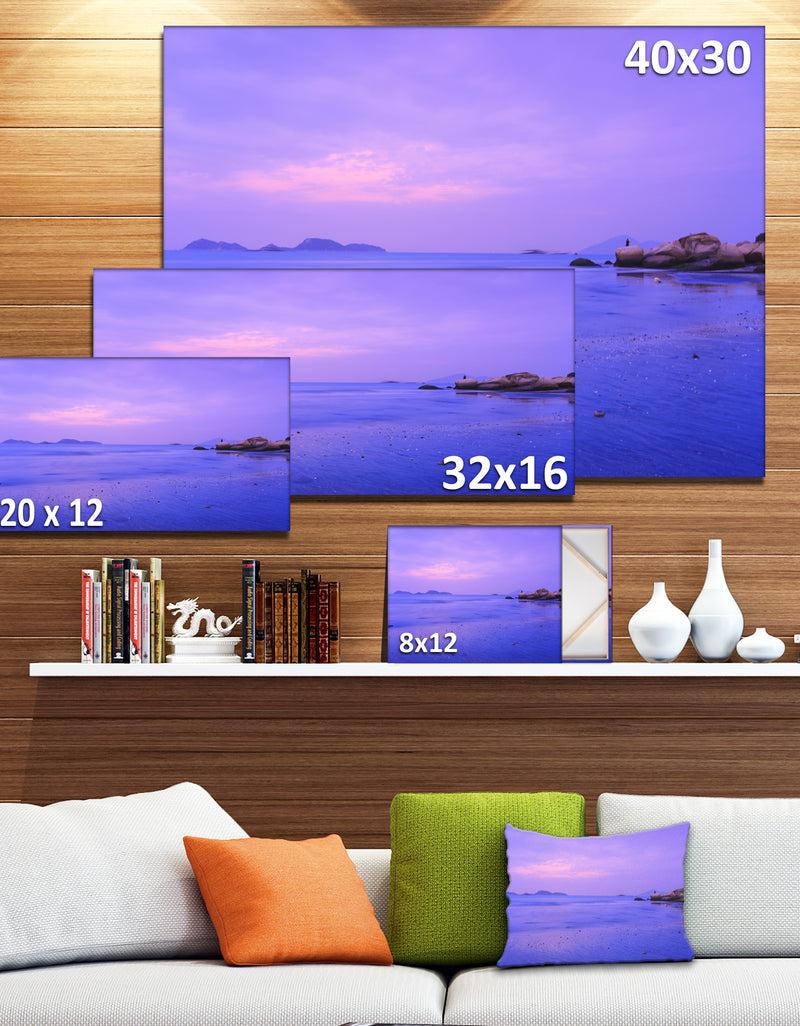 DesignQ Blue Sunset At Lung Kwu Tan Coastline - Landscape Artwork Canvas