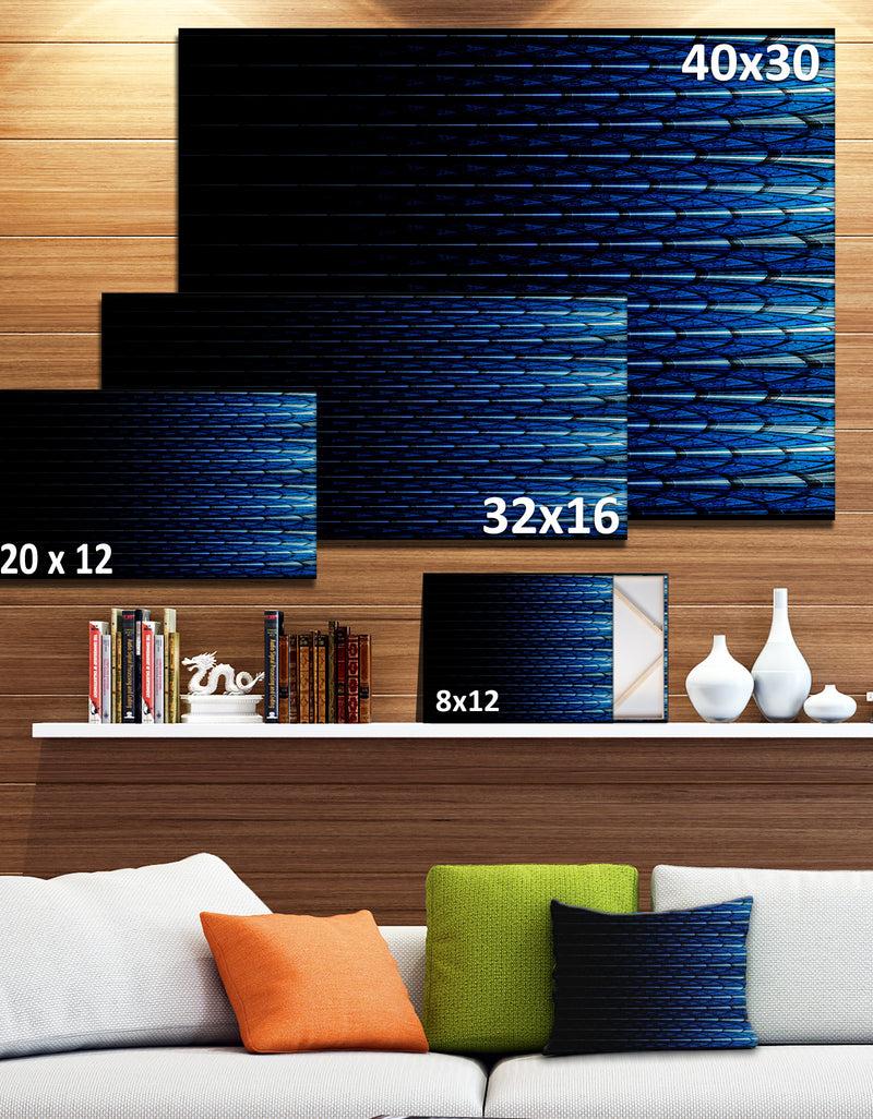 DesignQ Blue Symmetrical Fractal Flower - Abstract Wall Art On Canvas