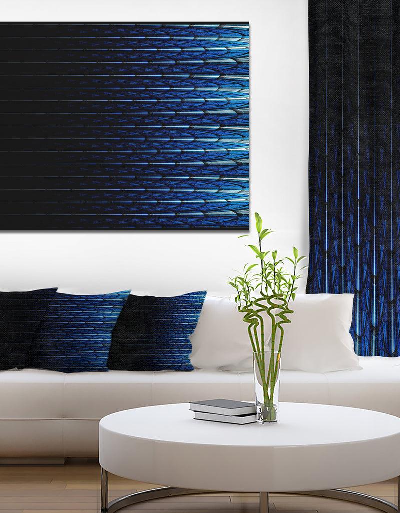 DesignQ Blue Symmetrical Fractal Flower - Abstract Wall Art on Canvas