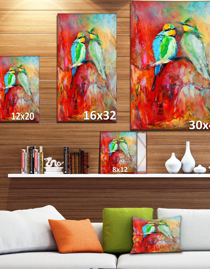 DesignQ Blue Tailed Bee Eaters - Animals Painting Print On Wrapped Canvas