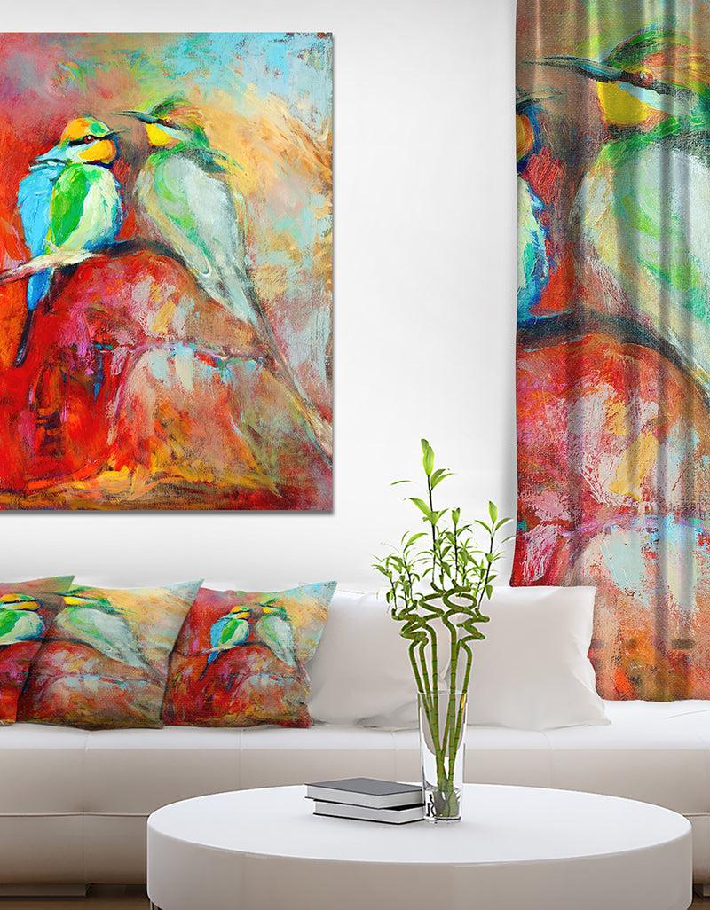 DesignQ Blue tailed bee eaters - Animals Painting Print on Wrapped Canvas