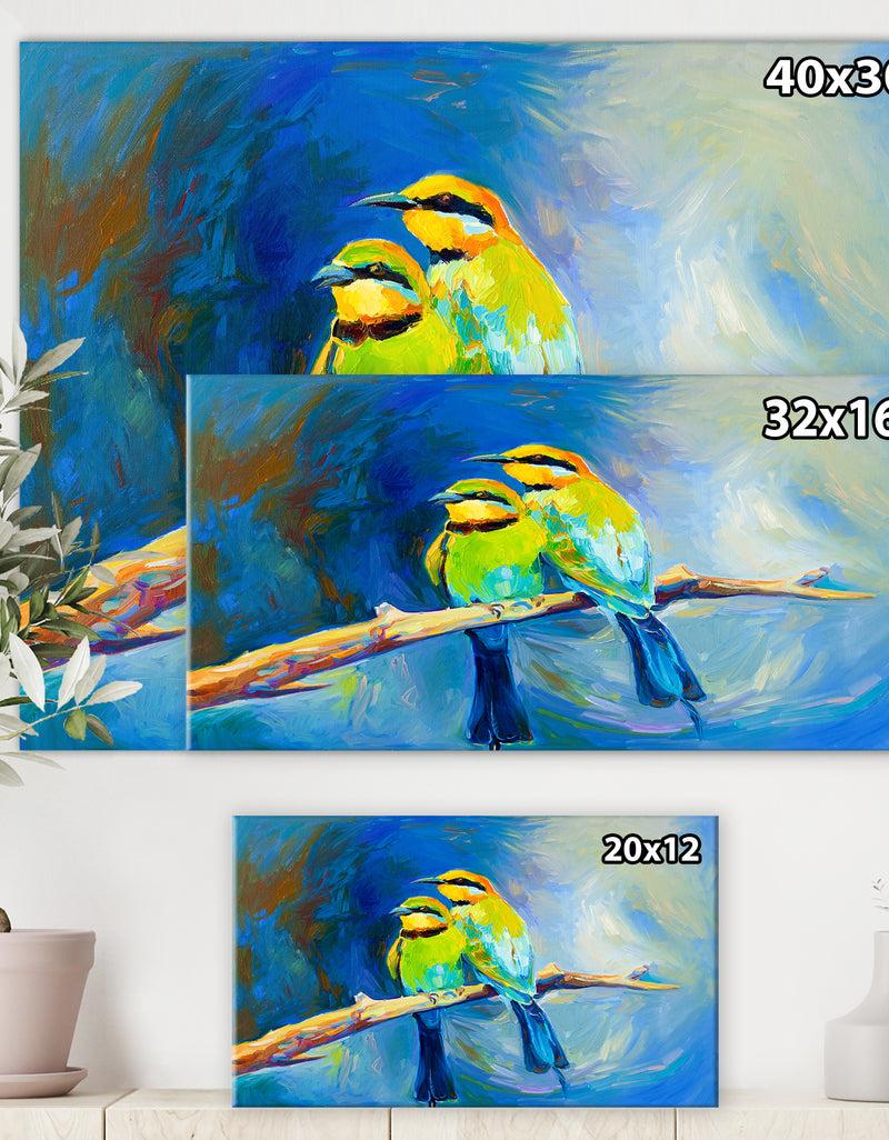 DesignQ Blue Tailed Bee Eaters - Cottage Canvas Wall Art