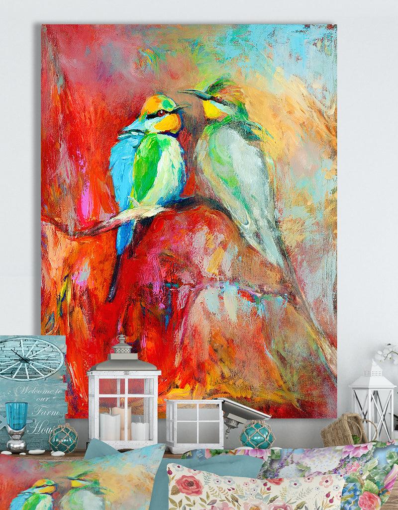 DesignQ Blue Tailed Bee Eaters - Cottage Canvas Wall Art