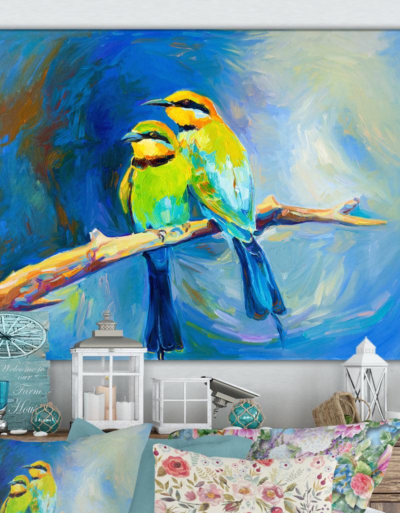 DesignQ Blue Tailed Bee Eaters - Cottage Canvas Wall Art