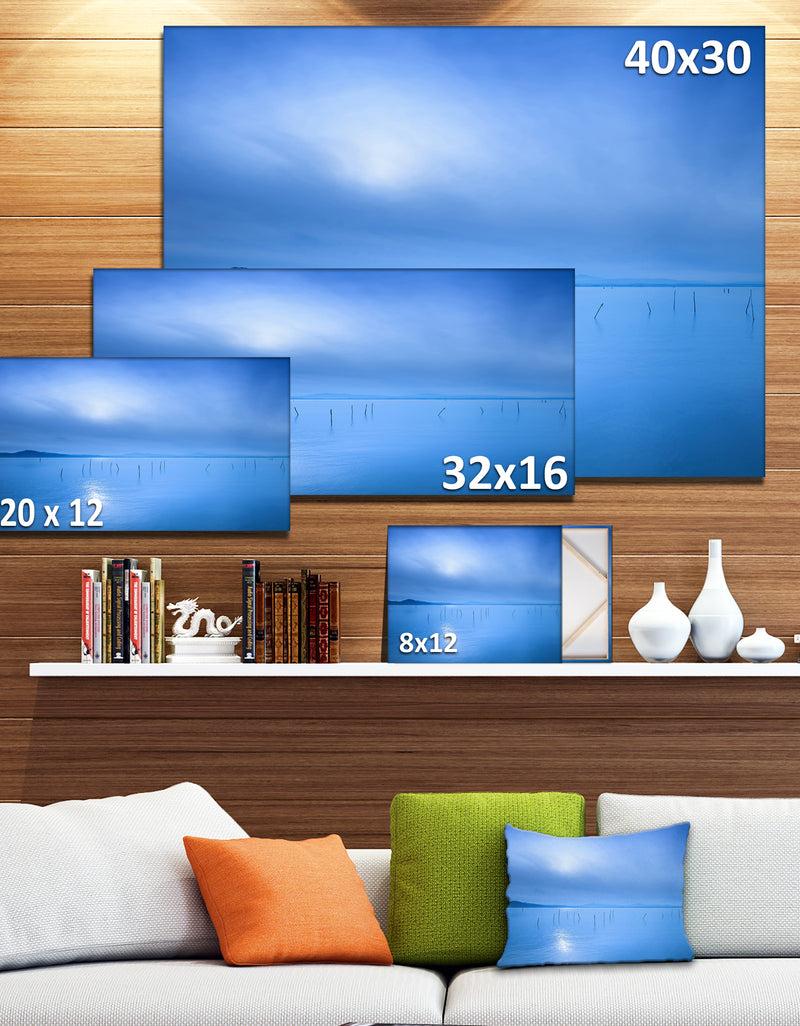 DesignQ Blue Water Surface In Morning - Seascape Photo Canvas Print