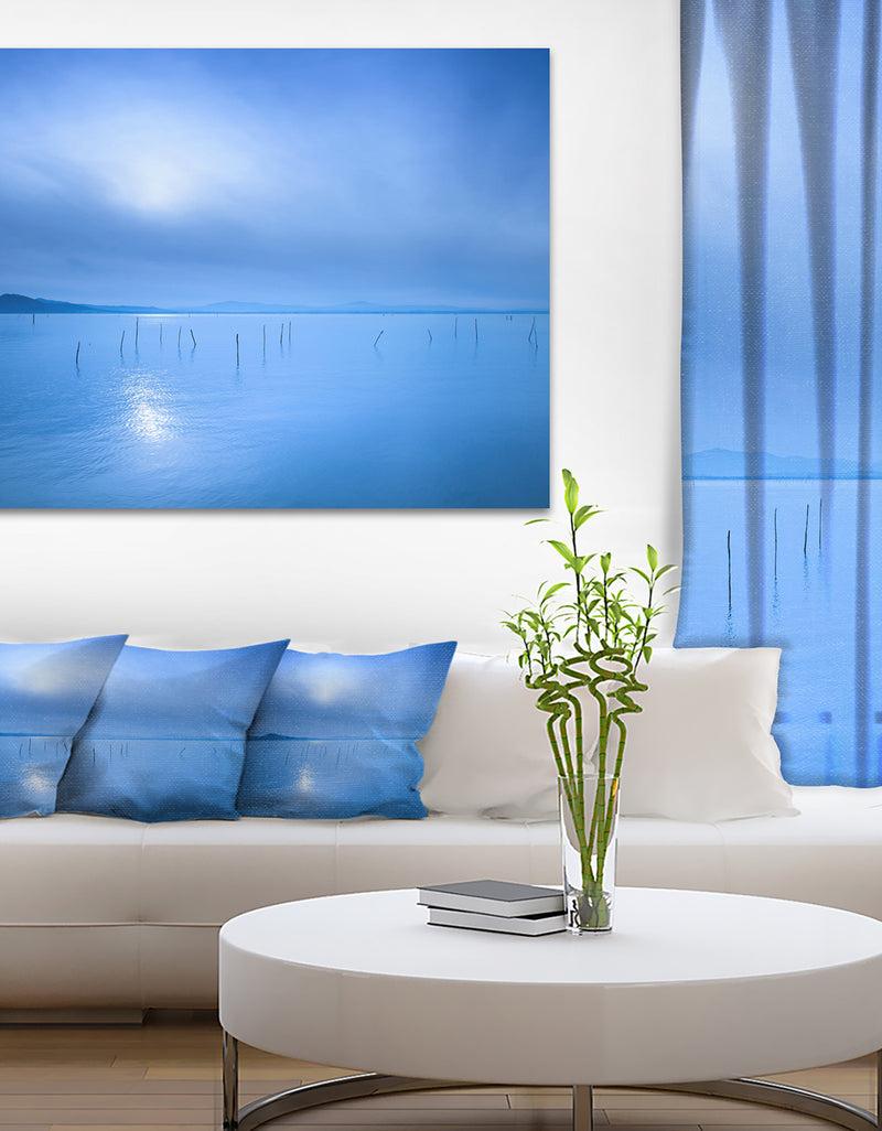 DesignQ Blue Water Surface in Morning - Seascape Photo Canvas Print
