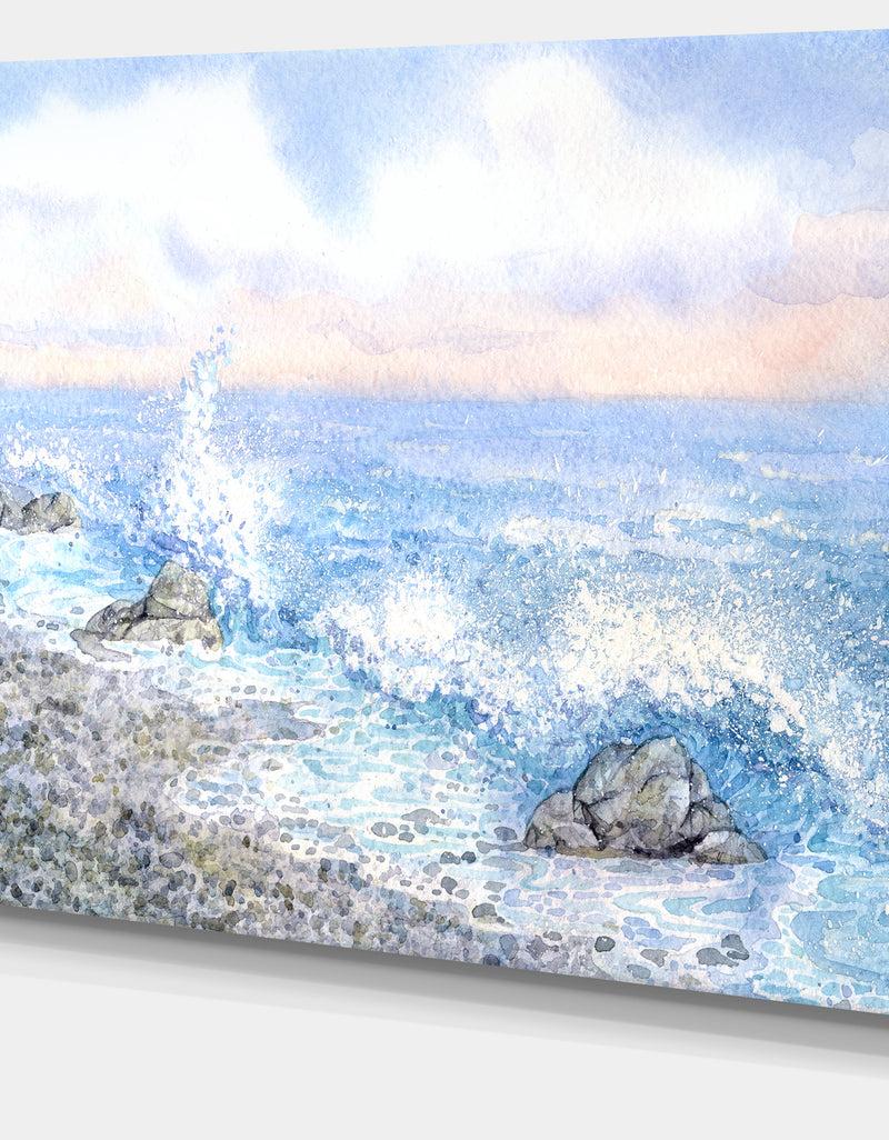DesignQ Blue Watercolor Waters - Seascape Canvas Art Print