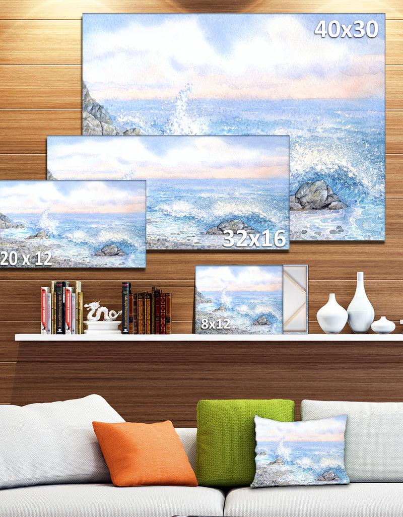 DesignQ Blue Watercolor Waters - Seascape Canvas Art Print