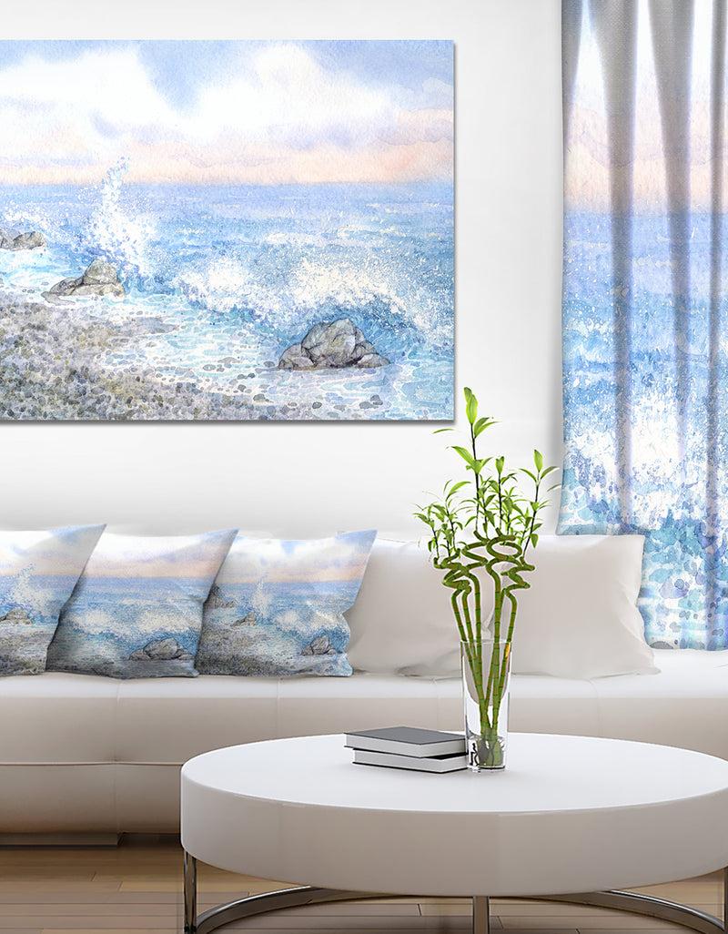 DesignQ Blue Watercolor Waters - Seascape Canvas Art Print