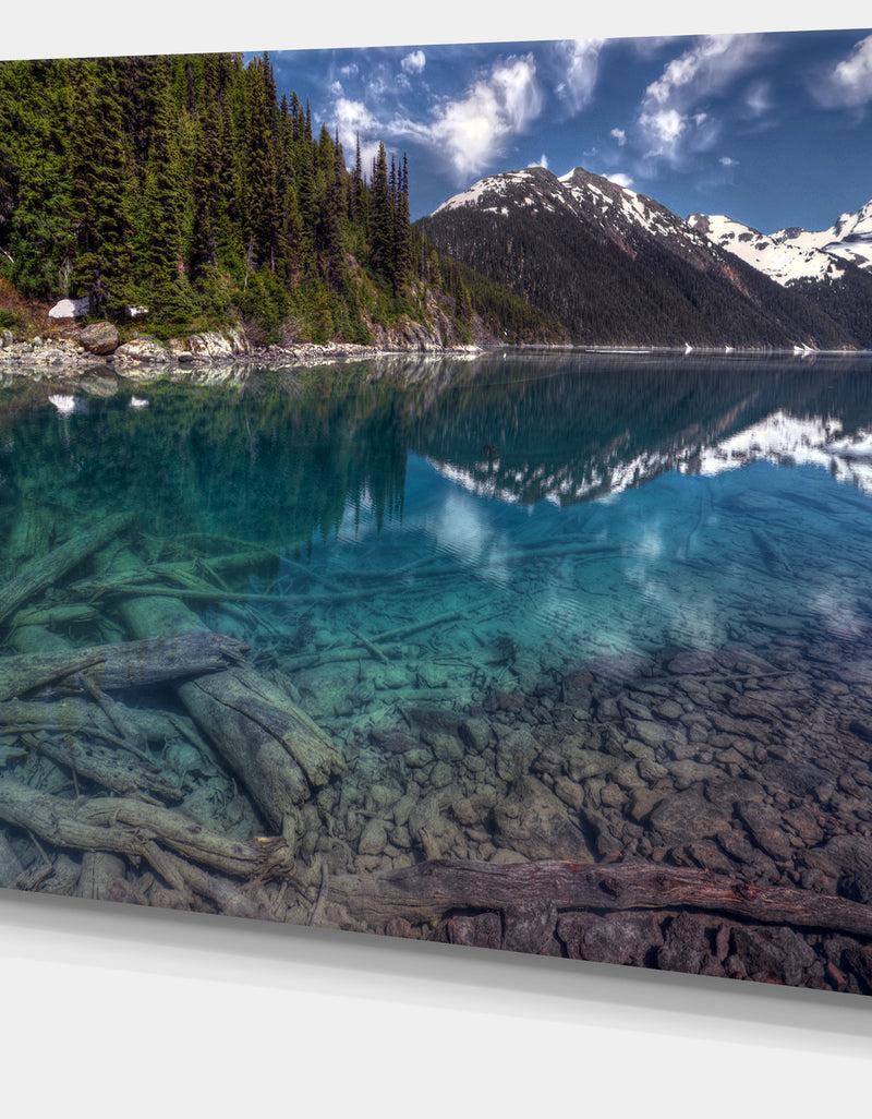 DesignQ Blue Waters And Mountains - Extra Large Landscape Art Canvas