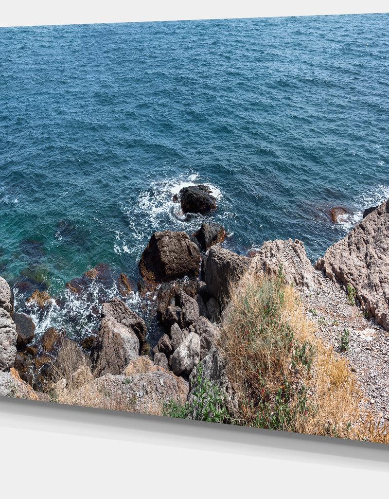 DesignQ Blue Waters At Crimean Peninsula Beach - Contemporary Seascape Art Canvas