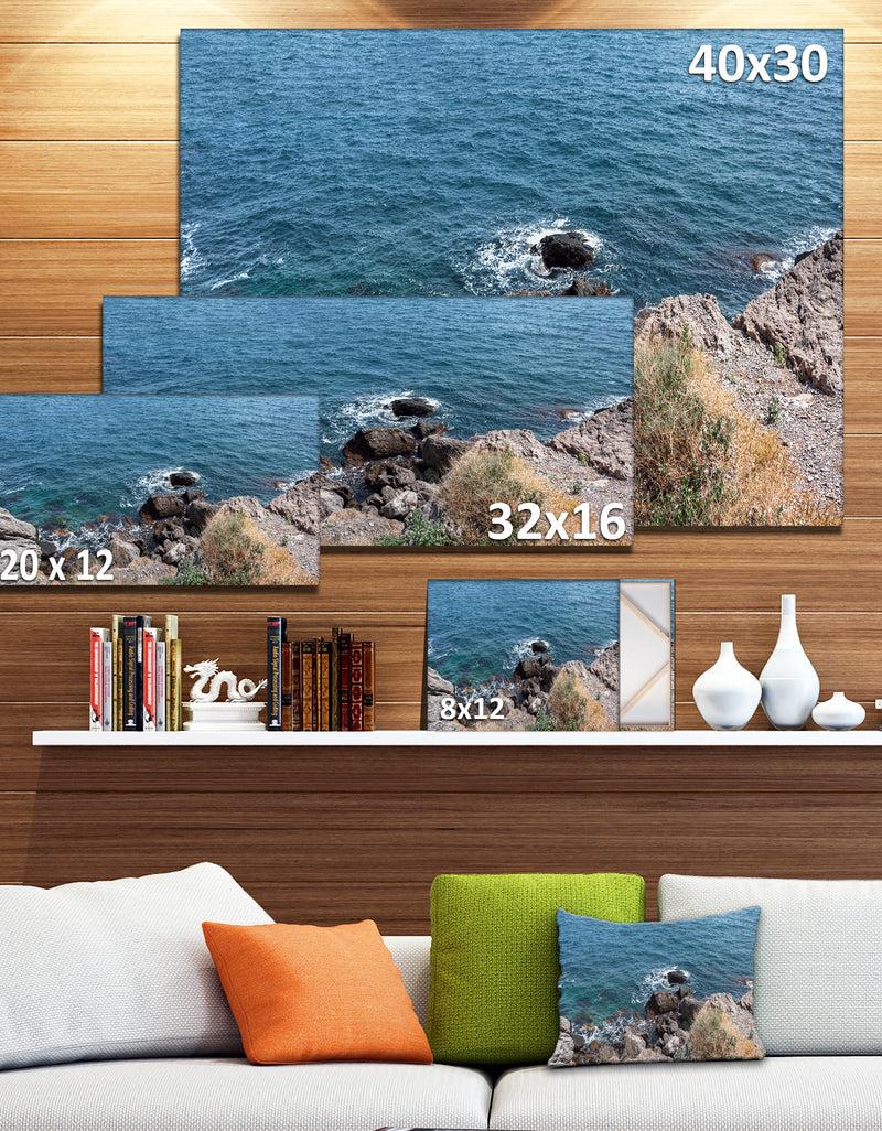 DesignQ Blue Waters At Crimean Peninsula Beach - Contemporary Seascape Art Canvas