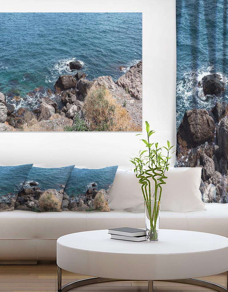 DesignQ Blue Waters at Crimean Peninsula Beach - Contemporary Seascape Art Canvas