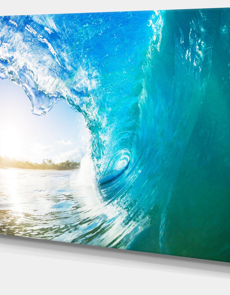 DesignQ Blue Waves Arch - Seascape Photo Canvas Art Print