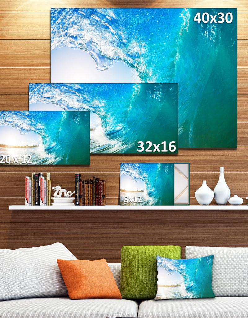 DesignQ Blue Waves Arch - Seascape Photo Canvas Art Print
