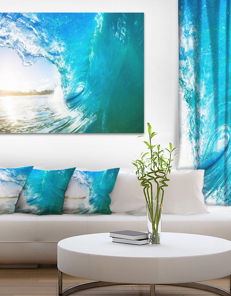 DesignQ Blue Waves Arch - Seascape Photo Canvas Art Print