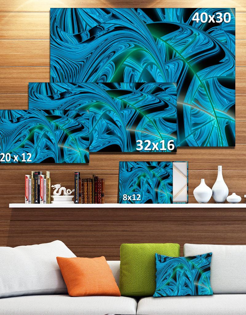 DesignQ Blue Winter Fractal Pattern - Large Art On Canvas