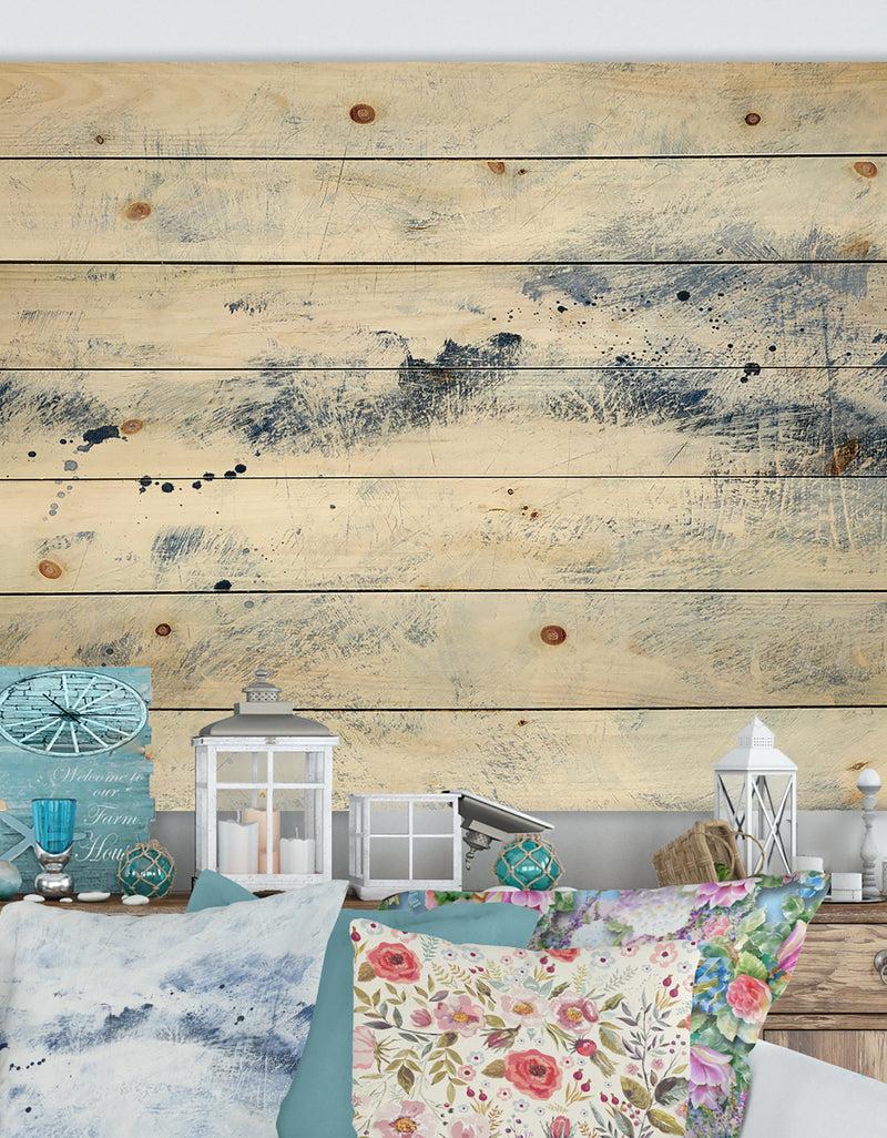 DesignQ Blue Wipe Out - Traditional Print on Natural Pine Wood