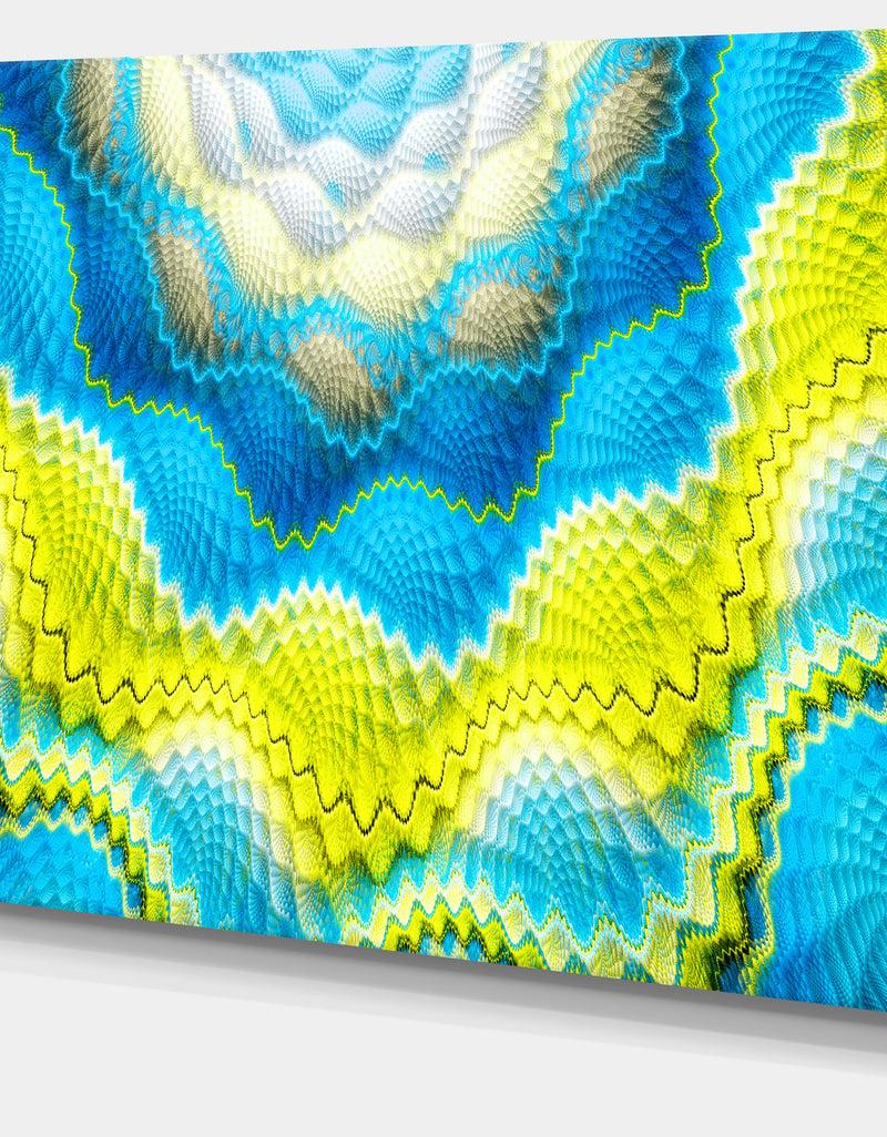 DesignQ Blue Yellow Spiral Snake Skin - Extra Large Floral Canvas Art Print