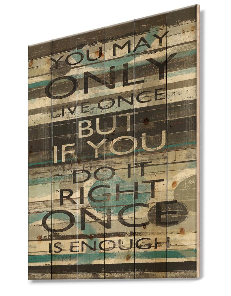 DesignQ Blue Zephyr Quote I - Cottage Inspirational Print On Natural Pine Wood