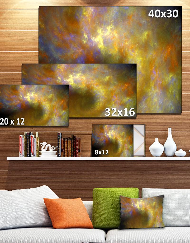 DesignQ Blur Yellow Sky With Stars'Extra Large Abstract Canvas Art Print