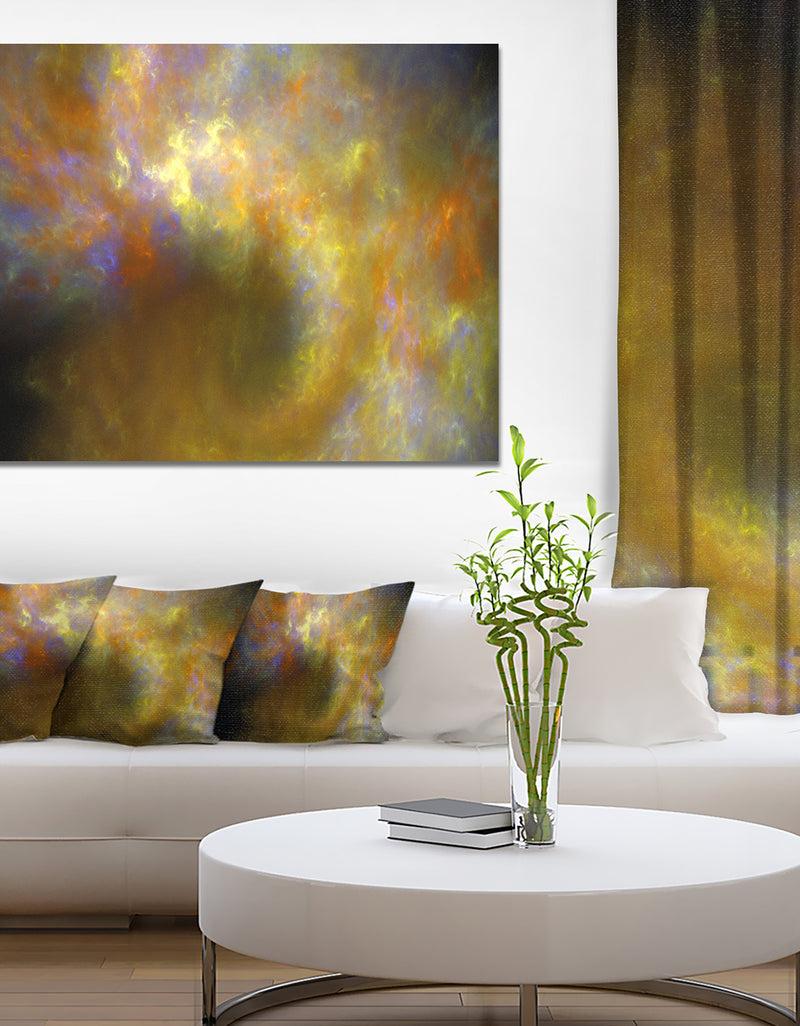 DesignQ Blur Yellow Sky with Stars'Extra Large Abstract Canvas Art Print