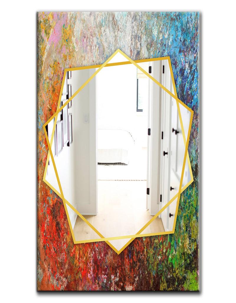 DesignQ Board Stained Abstract Art - Modern Mirror - Frameless Contemporary Wall Mirror