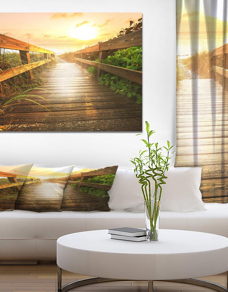 DesignQ Boardwalk on beach - Landscapes Sea & Shore Photographic on wrapped Canvas