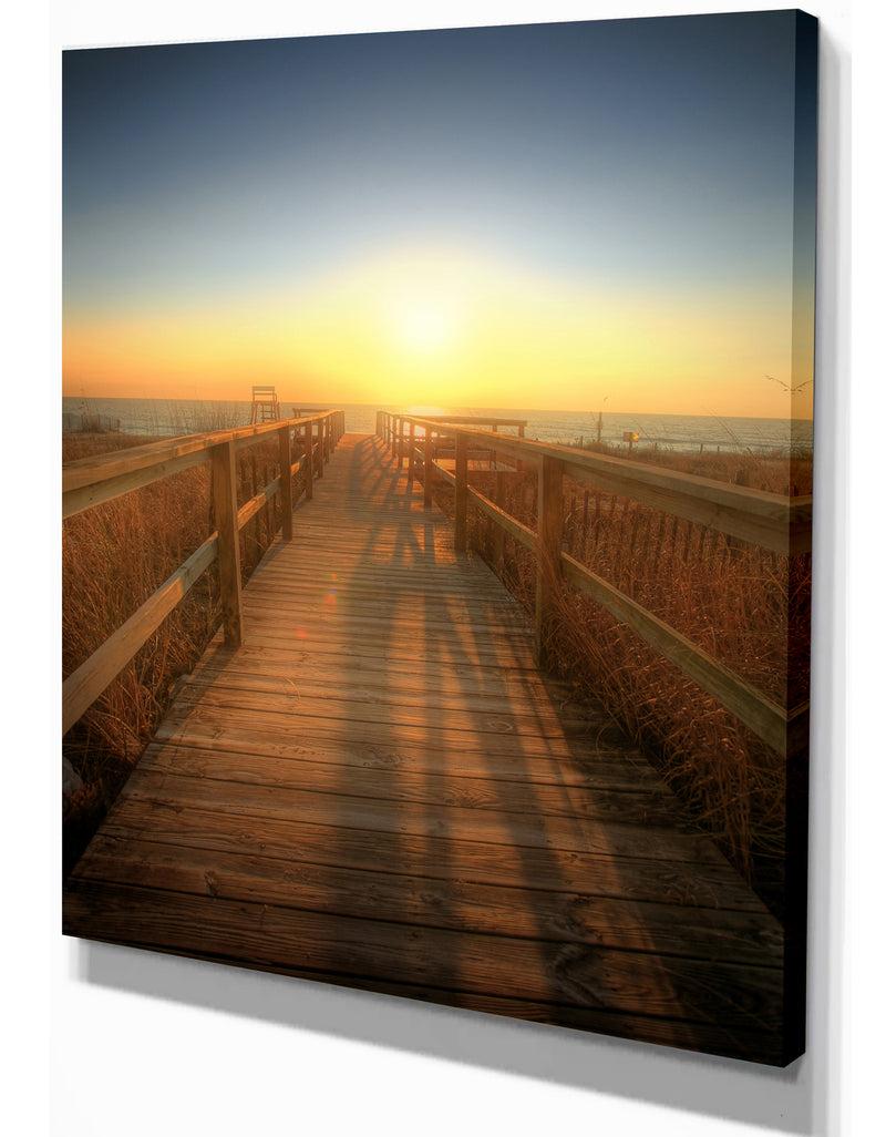 DesignQ Boardwalk Towards At The Beach - Landscapes Photography On Wrapped Canvas