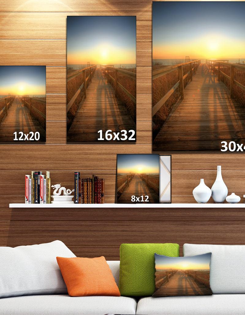 DesignQ Boardwalk Towards At The Beach - Landscapes Photography On Wrapped Canvas