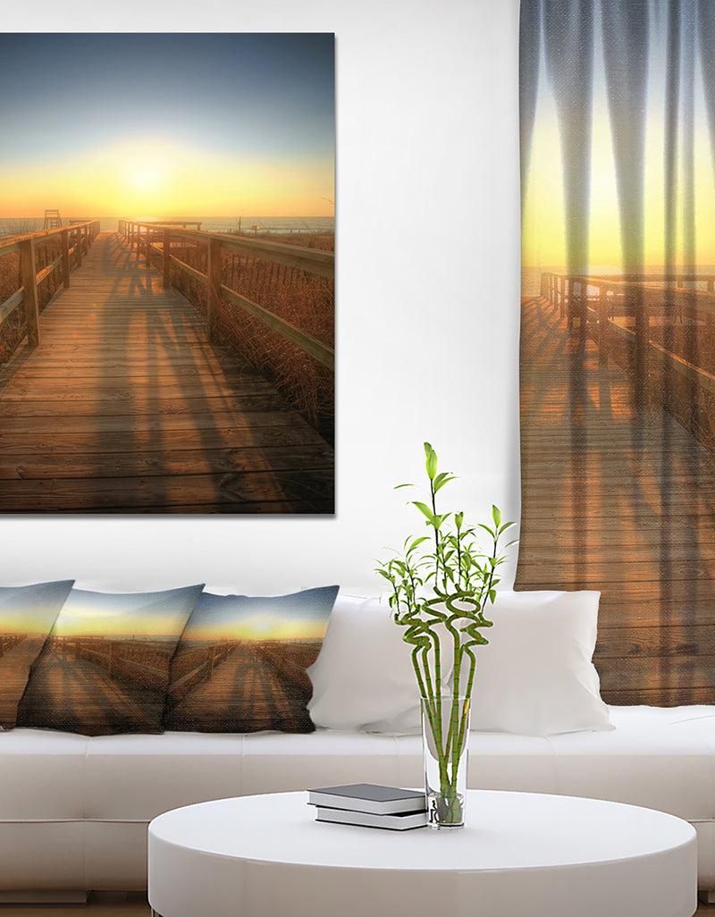 DesignQ Boardwalk Towards At The Beach - Landscapes Photography On Wrapped Canvas